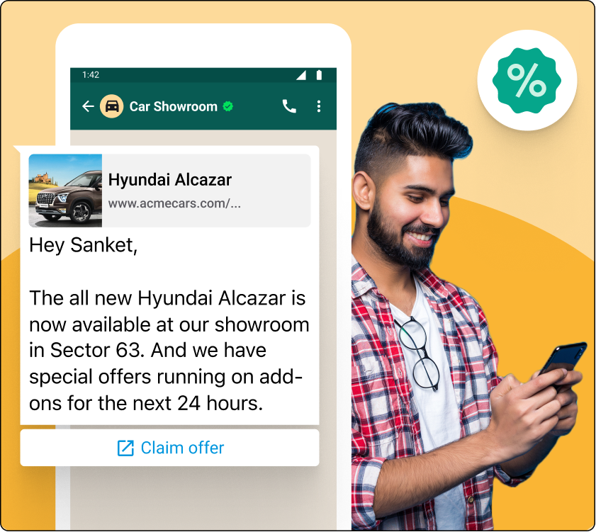 WhatsApp business for automotive industry | Customer support offers on WhatsApp